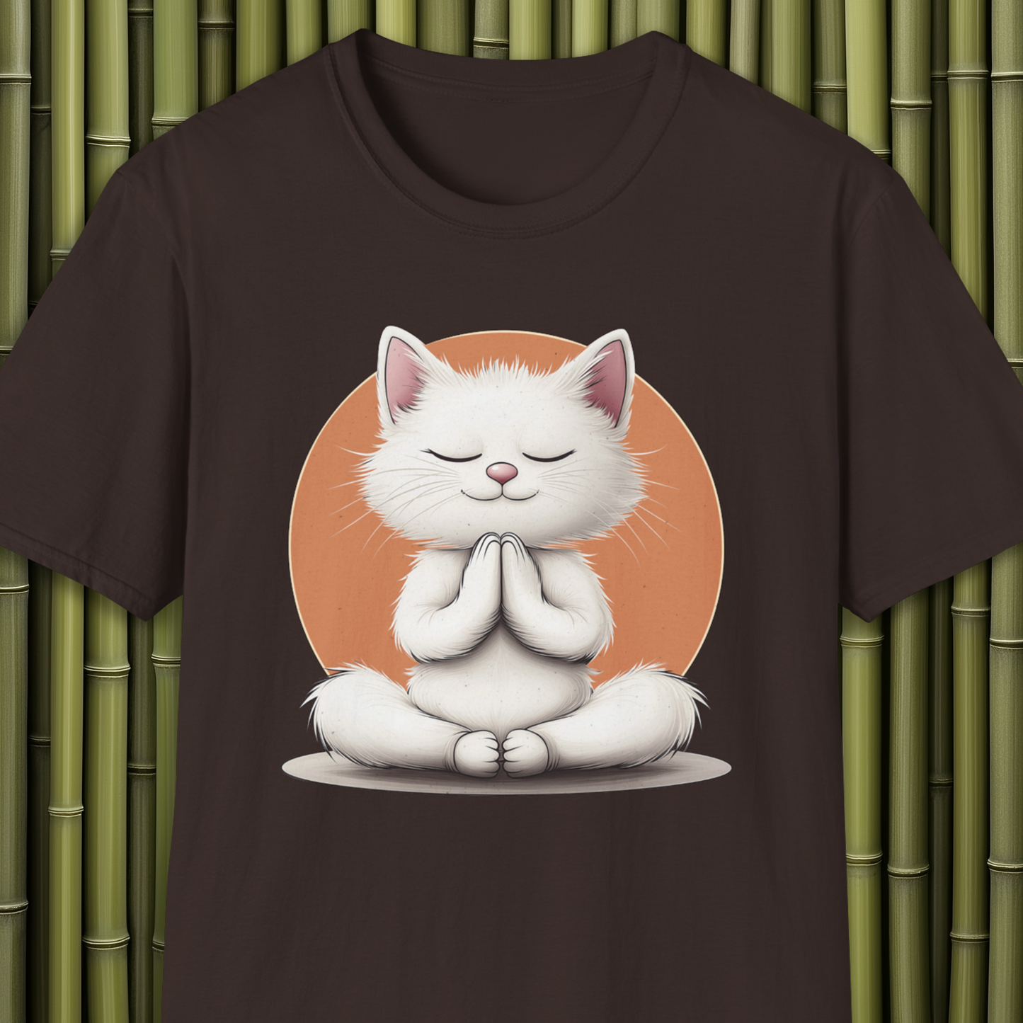Meditative Buda White Cat T-Shirt