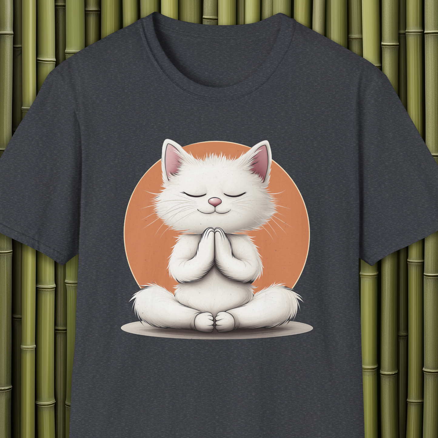Meditative Buda White Cat T-Shirt