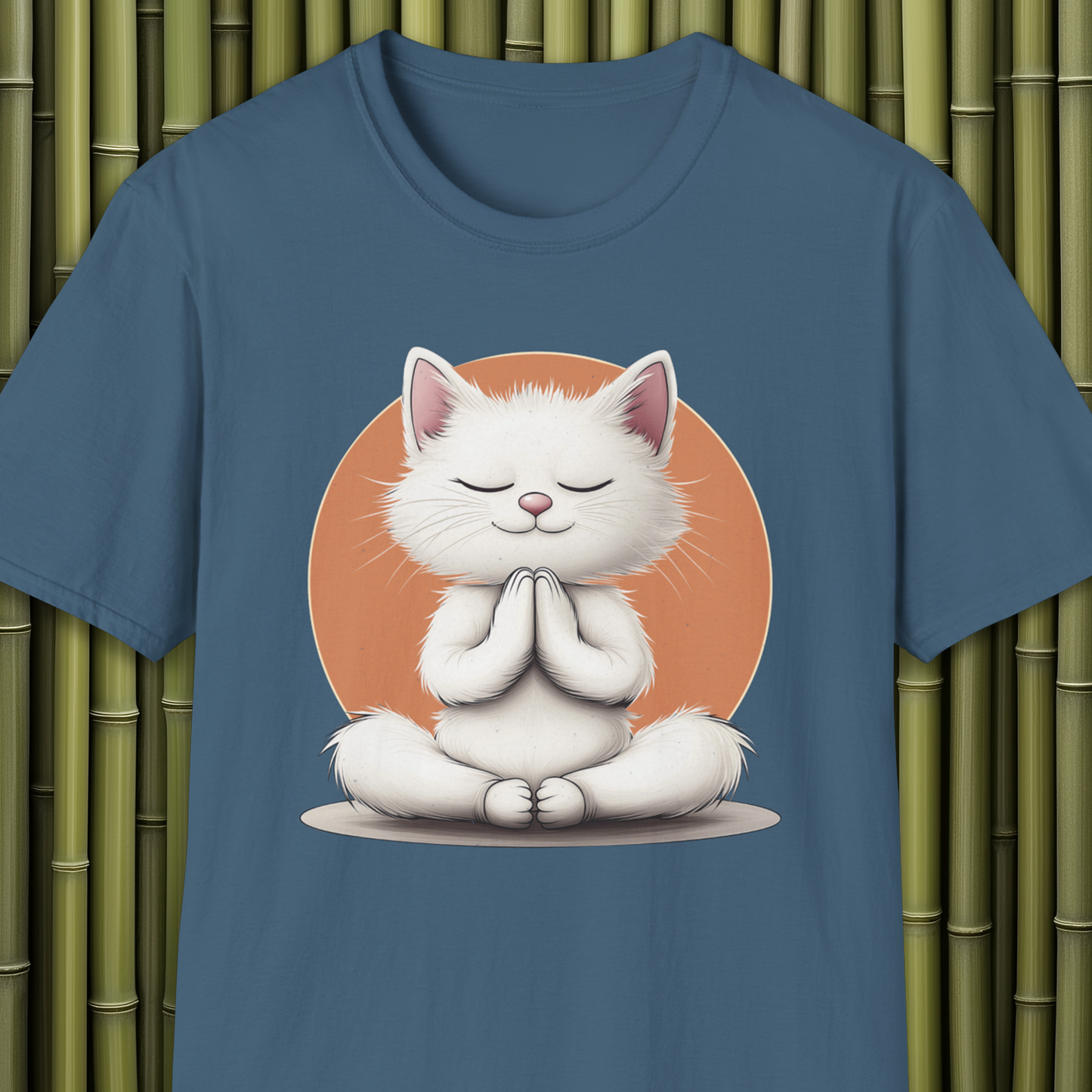 Meditative Buda White Cat T-Shirt