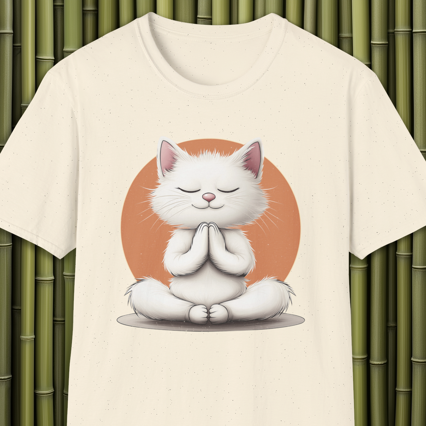 Meditative Buda White Cat T-Shirt