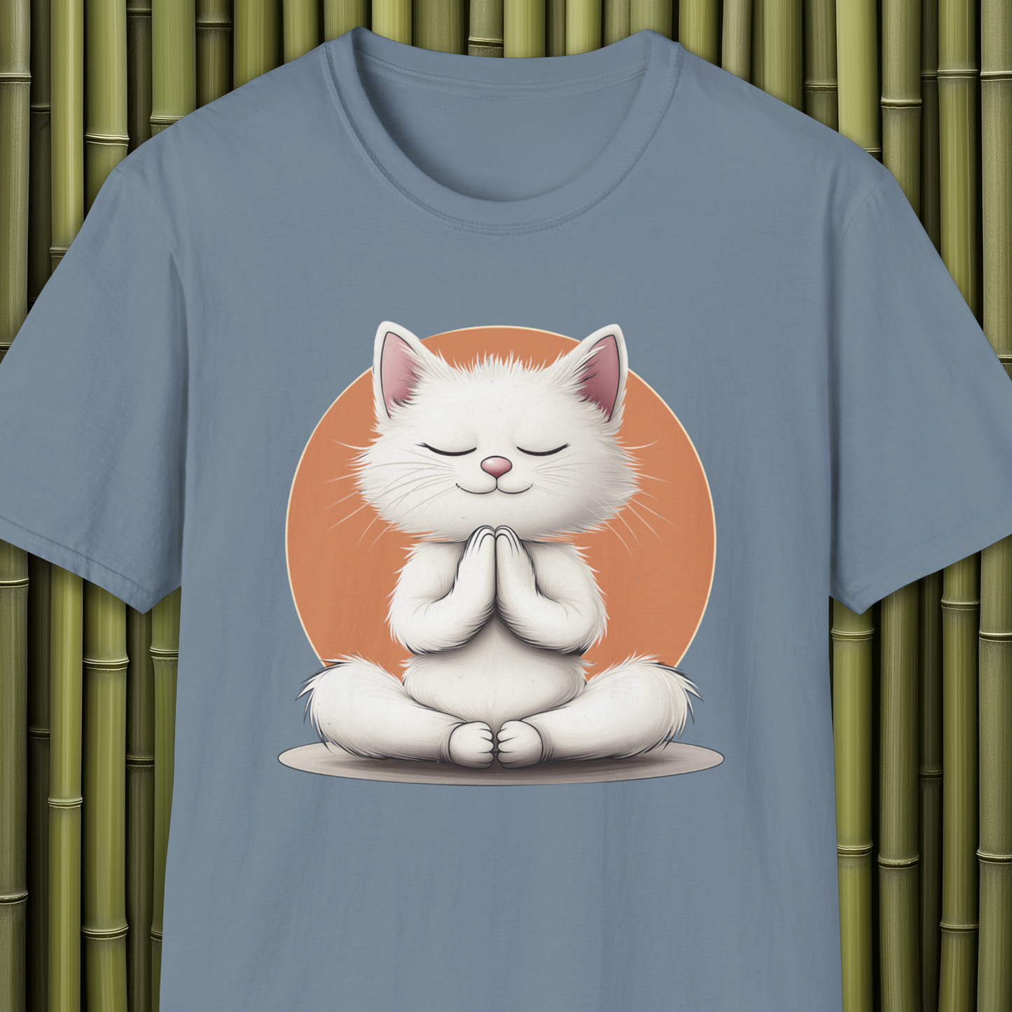 Meditative Buda White Cat T-Shirt