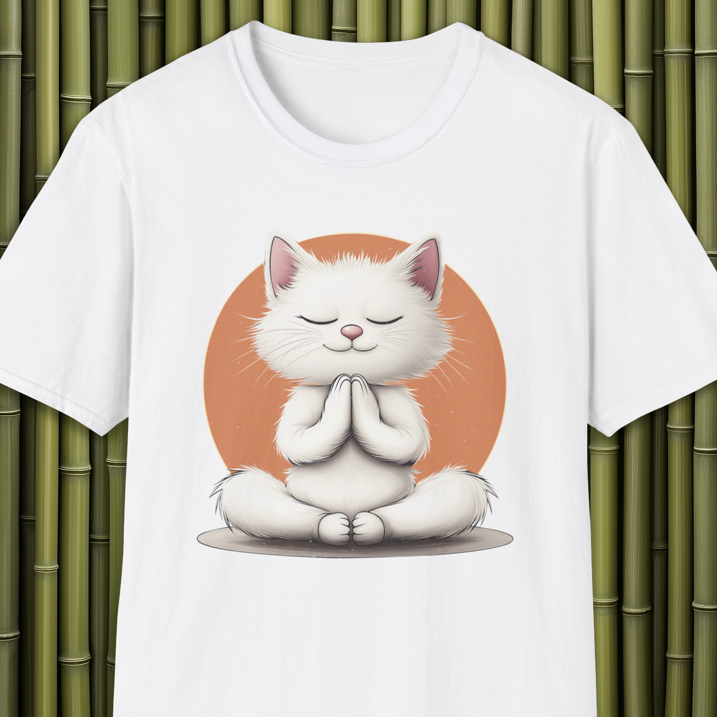 Meditative Buda White Cat T-Shirt