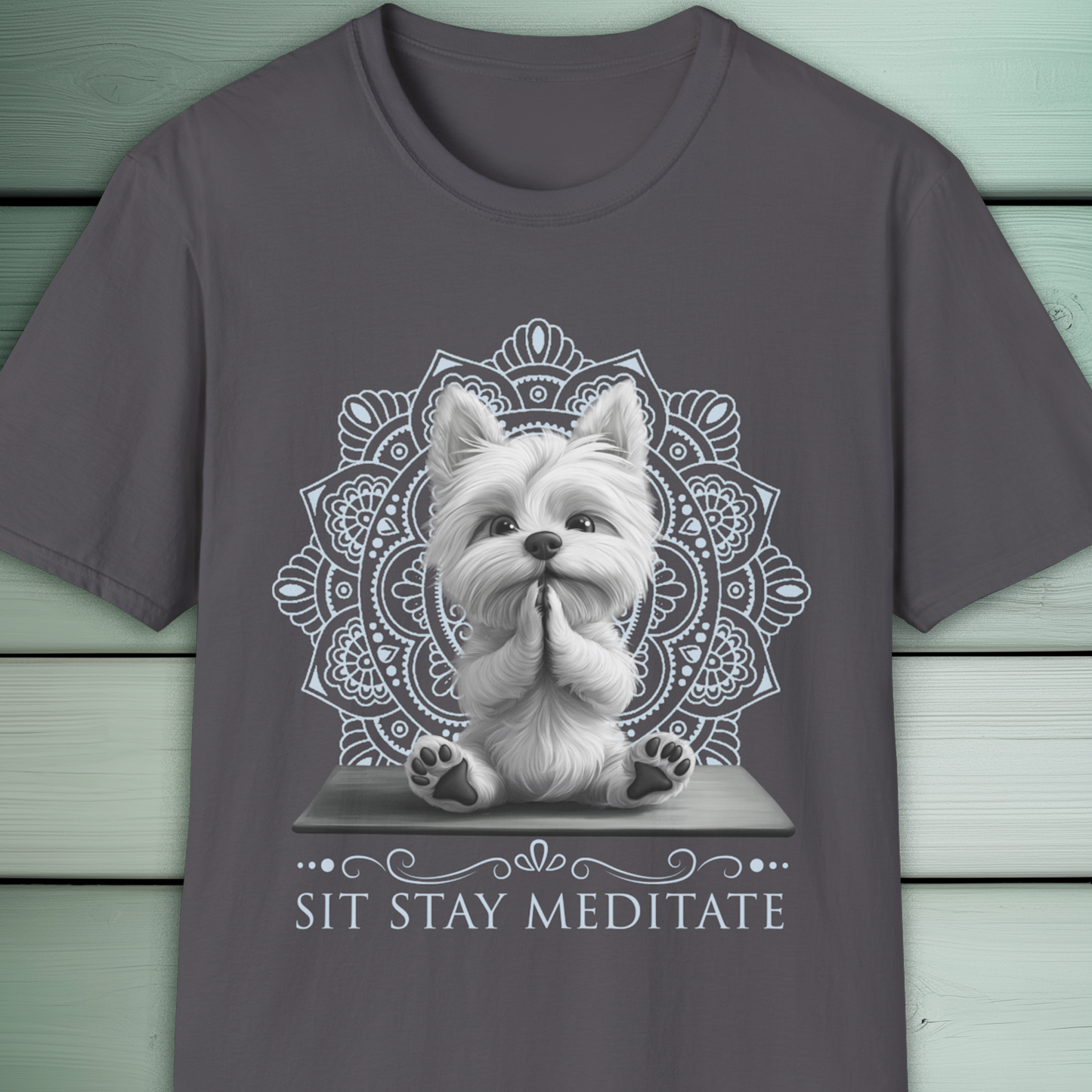 Westie Dog Yoga T-Shirt, Cute Zen Meditation Tee