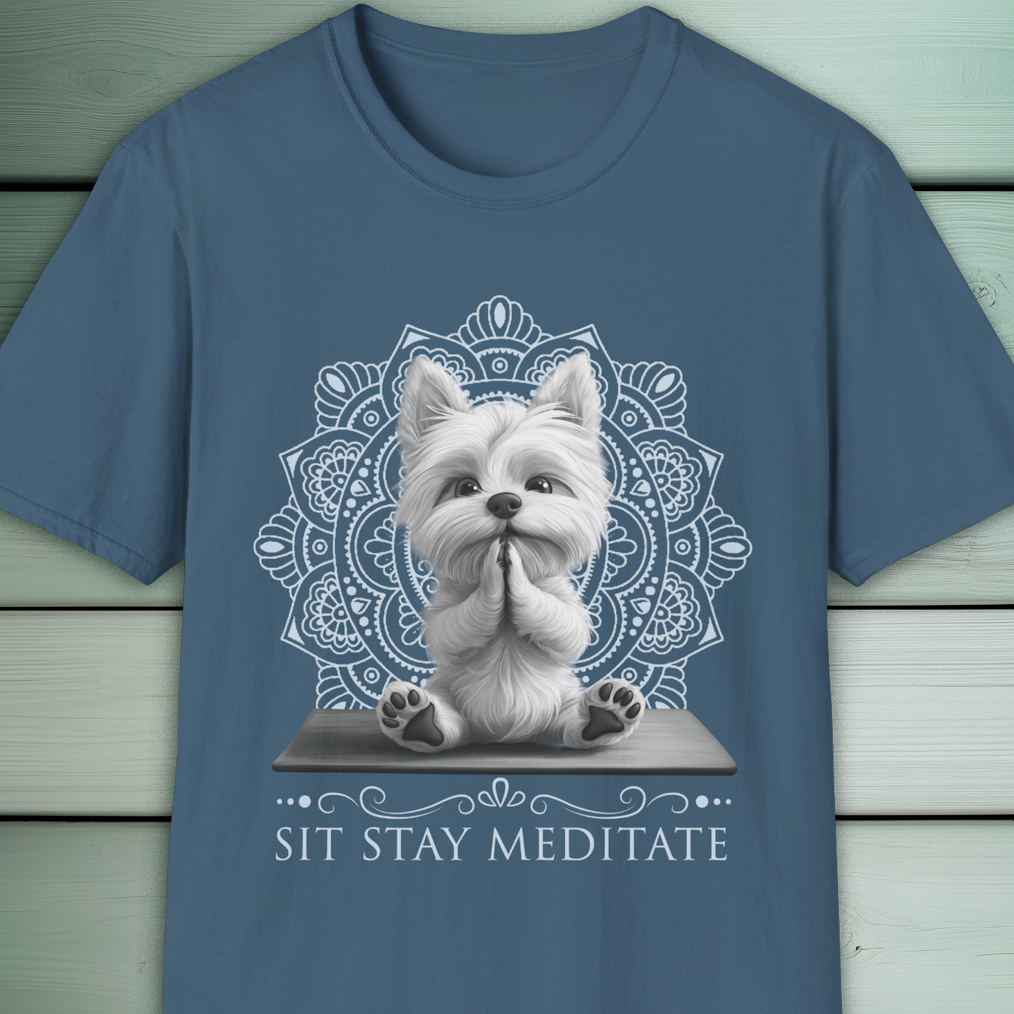 Westie Dog Yoga T-Shirt, Cute Zen Meditation Tee