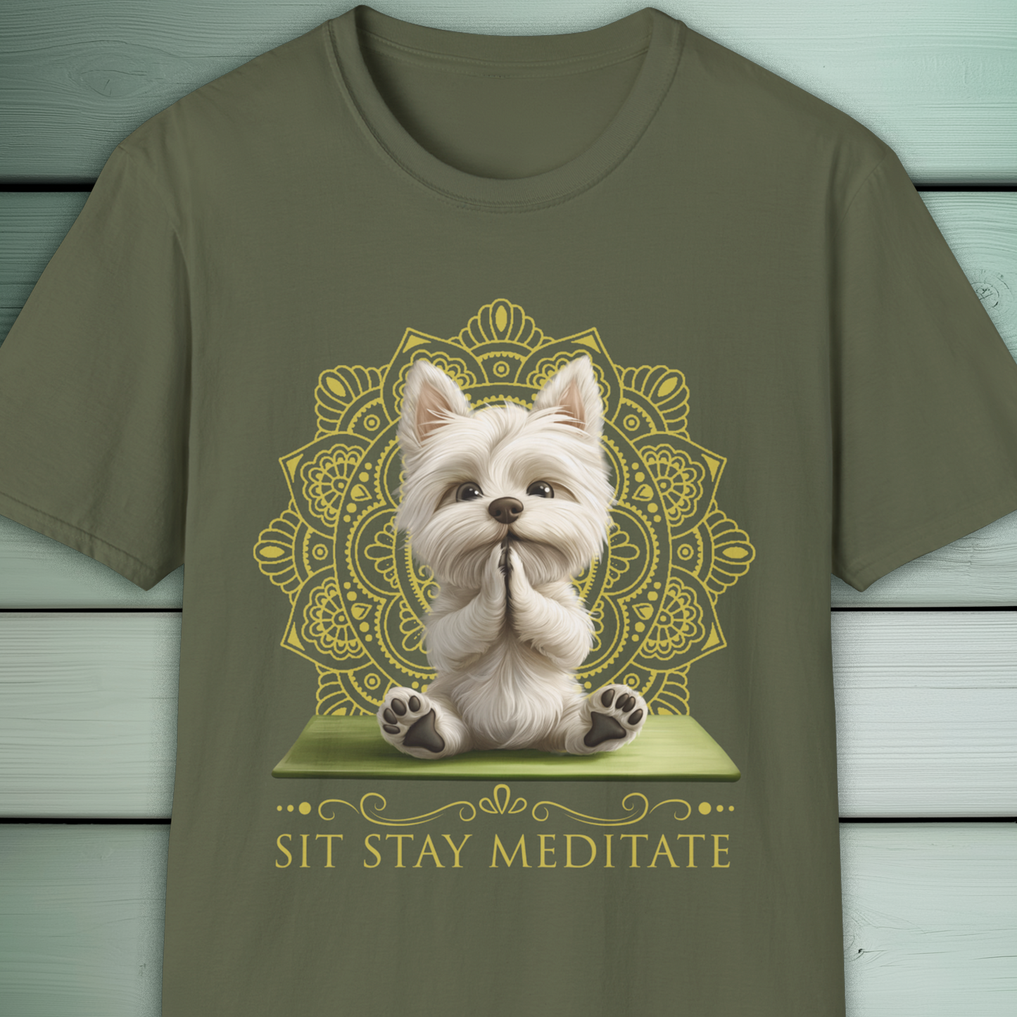 Westie Dog Yoga T-Shirt, Cute Zen Meditation Tee