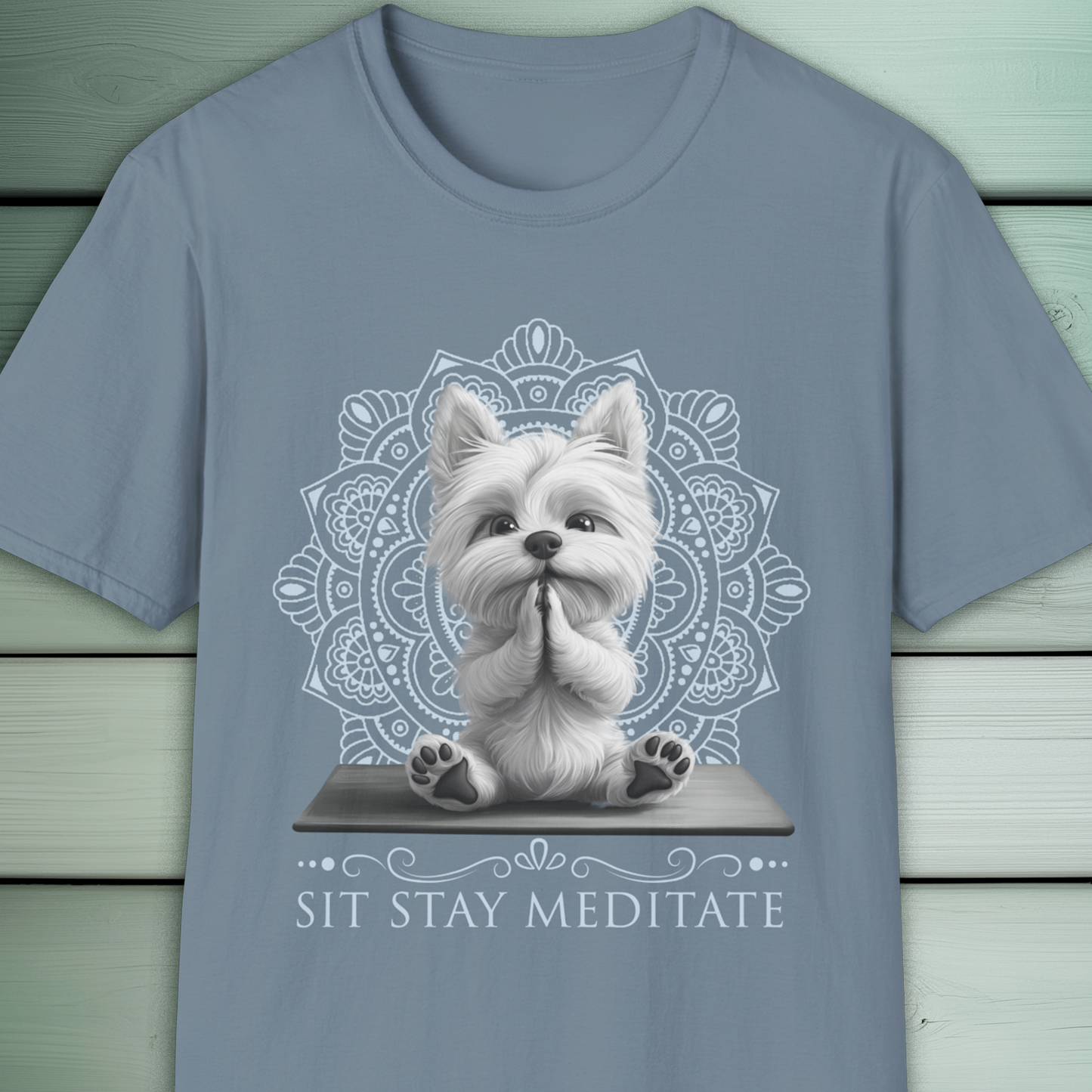 Westie Dog Yoga T-Shirt, Cute Zen Meditation Tee