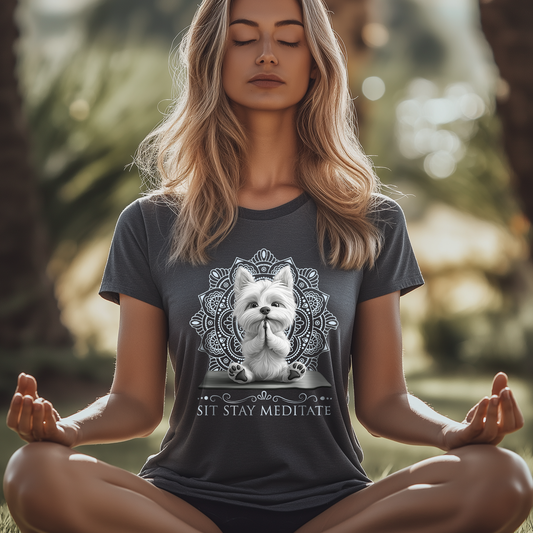 Westie Dog Yoga T-Shirt, Cute Zen Meditation Tee