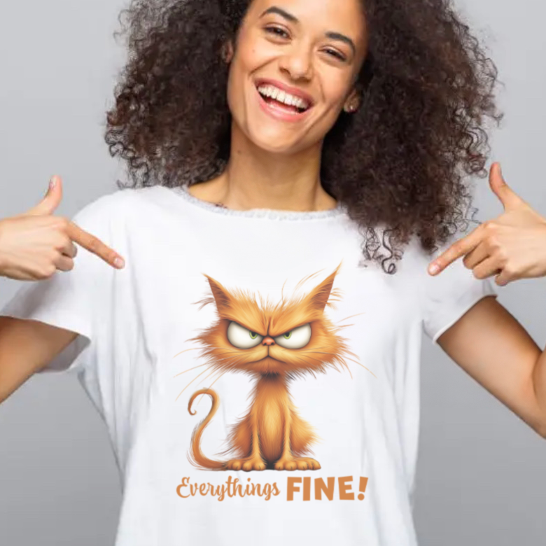 Angry Cat 'Everything's FINE!' T-Shirt