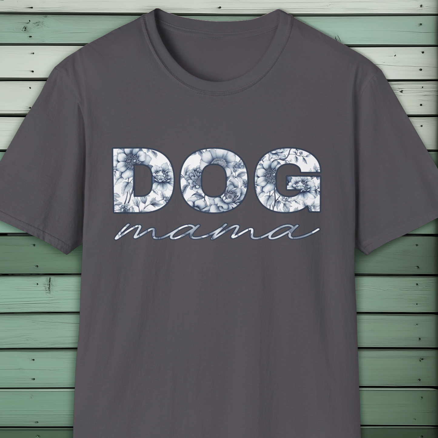 Dog Mama T-Shirt, Floral Porcelain Chinoiserie Style