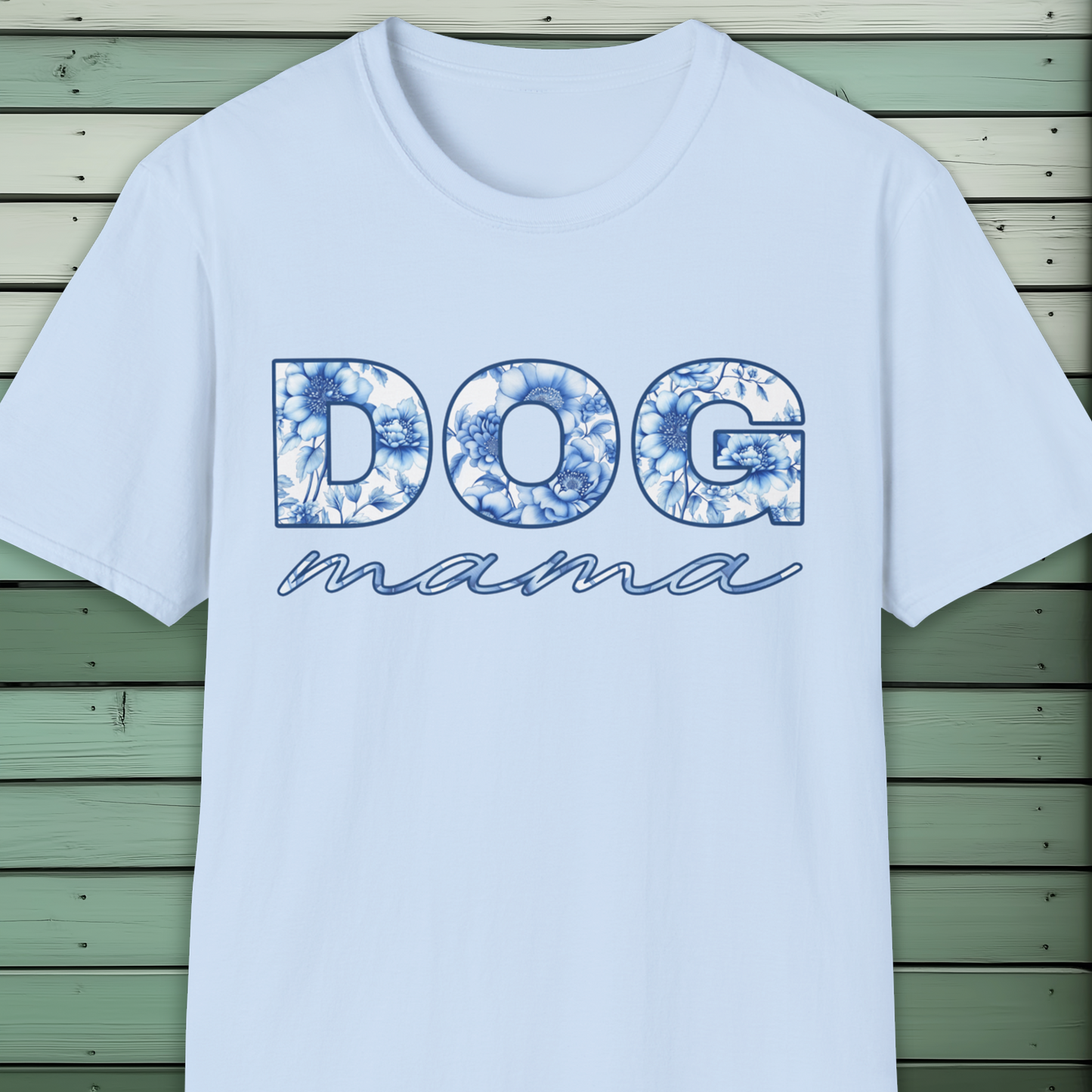 Dog Mama T-Shirt, Floral Porcelain Chinoiserie Style