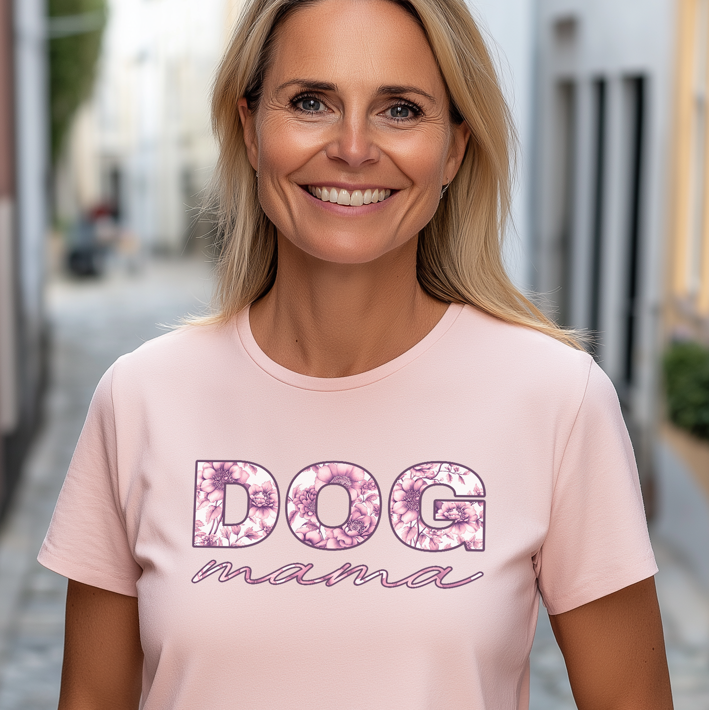 Dog Mama T-Shirt, Floral Porcelain Chinoiserie Style