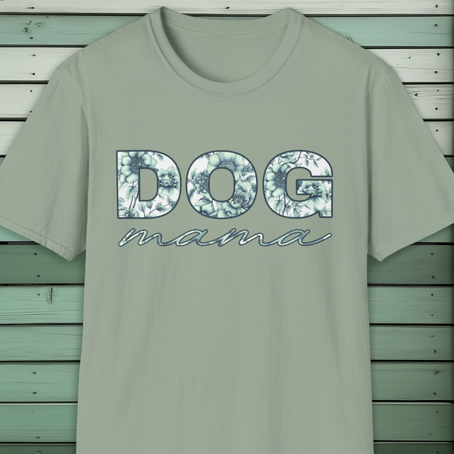 Dog Mama T-Shirt, Floral Porcelain Chinoiserie Style