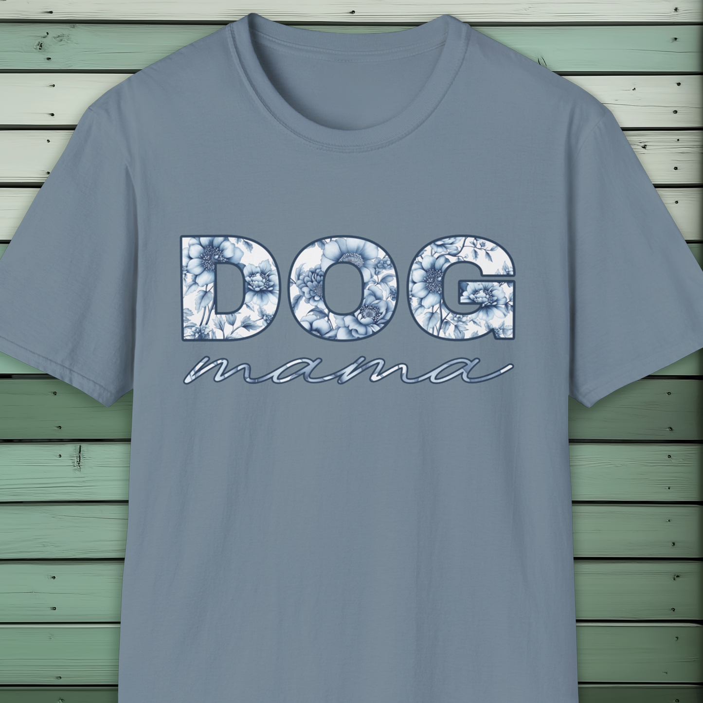 Dog Mama T-Shirt, Floral Porcelain Chinoiserie Style