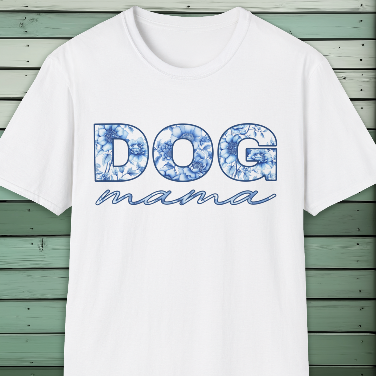 Dog Mama T-Shirt, Floral Porcelain Chinoiserie Style