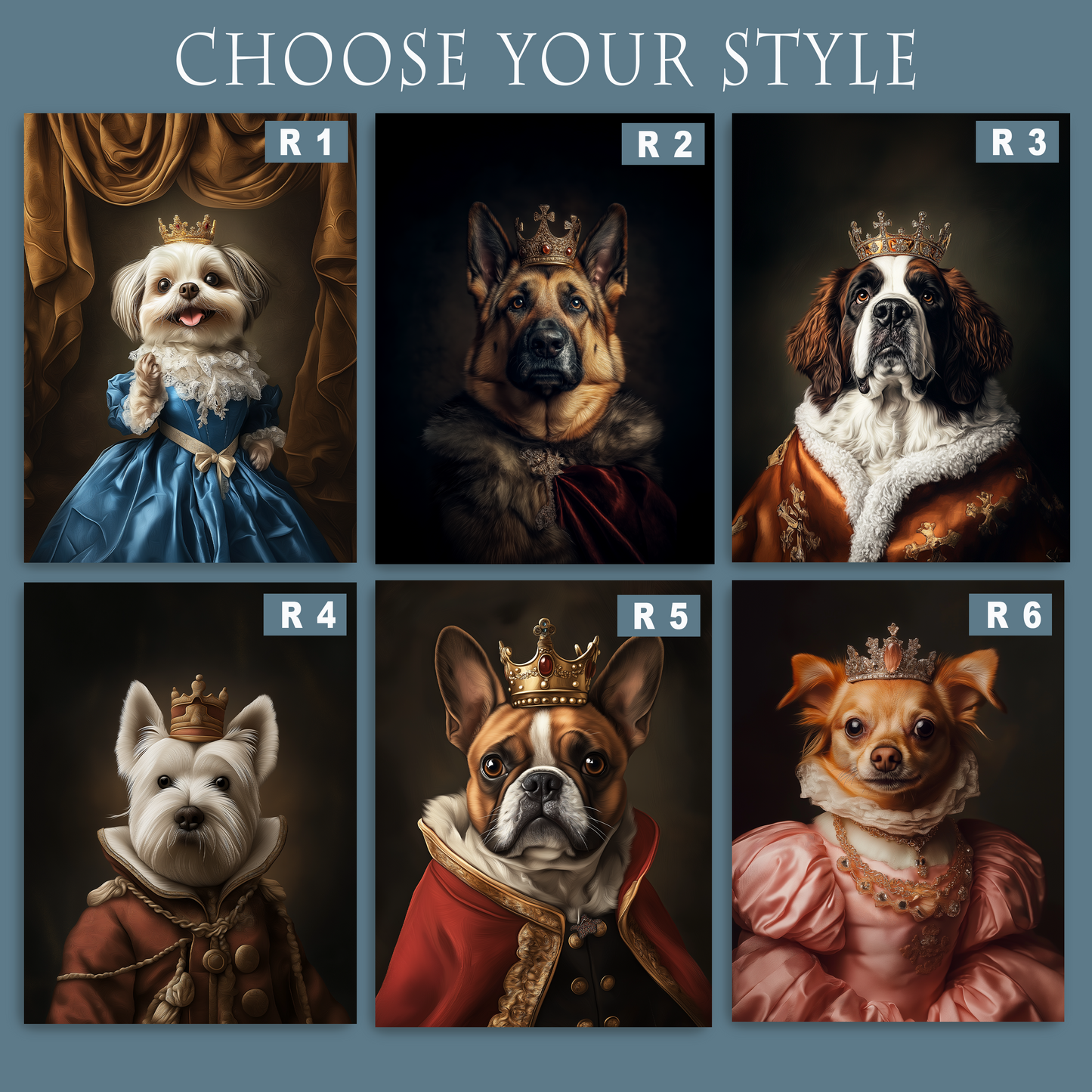 Custom Royal Pet Portraiture Framed Print