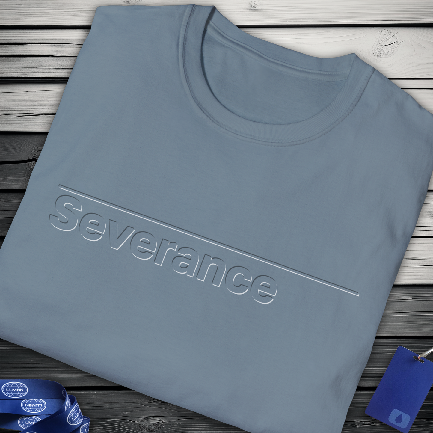 Severance Inspired T-Shirt, Bevelled Text Effect. Apple TV Show Minimalist Design