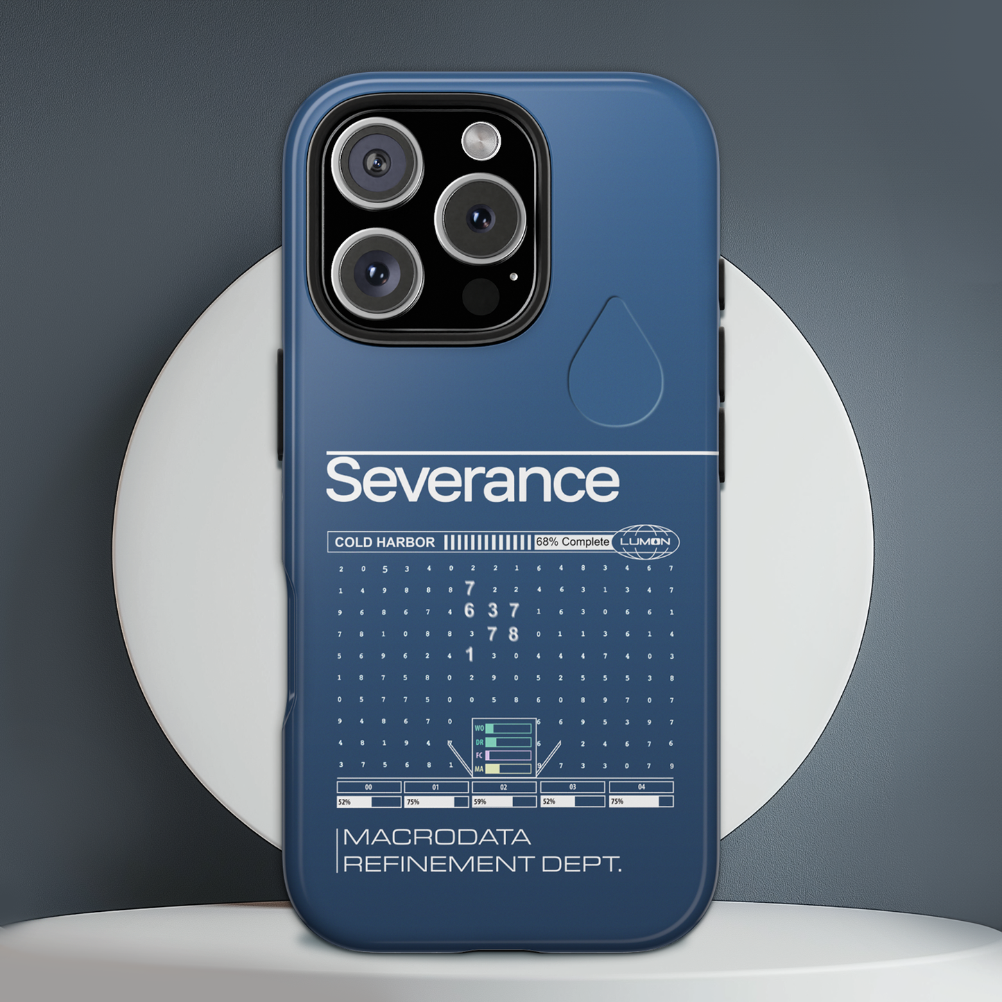 Severance Inspired Phone Case Cold Harbor Corporate Blue Design