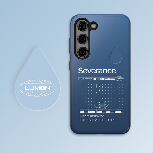 Severance Inspired Phone Case Cold Harbor Corporate Blue Design