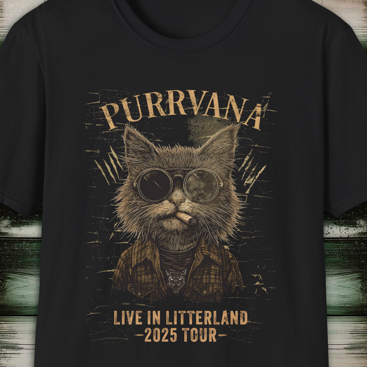 Purrvana Cat T-Shirt 2025 Tour Grunge Catnip Design