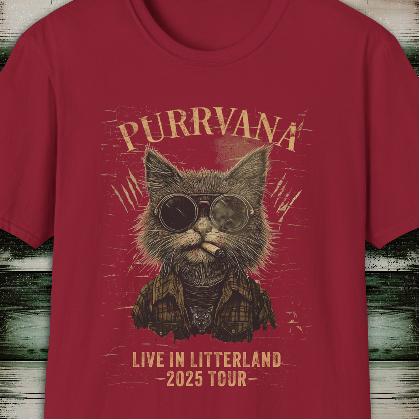 Purrvana Cat T-Shirt 2025 Tour Grunge Catnip Design