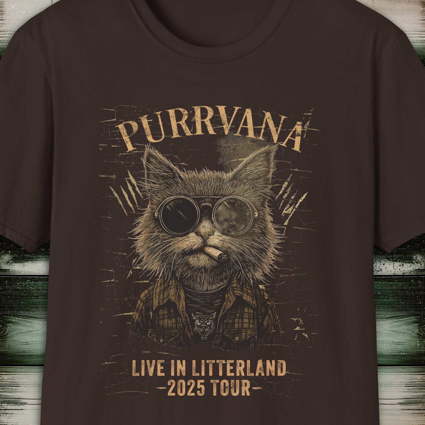 Purrvana Cat T-Shirt 2025 Tour Grunge Catnip Design