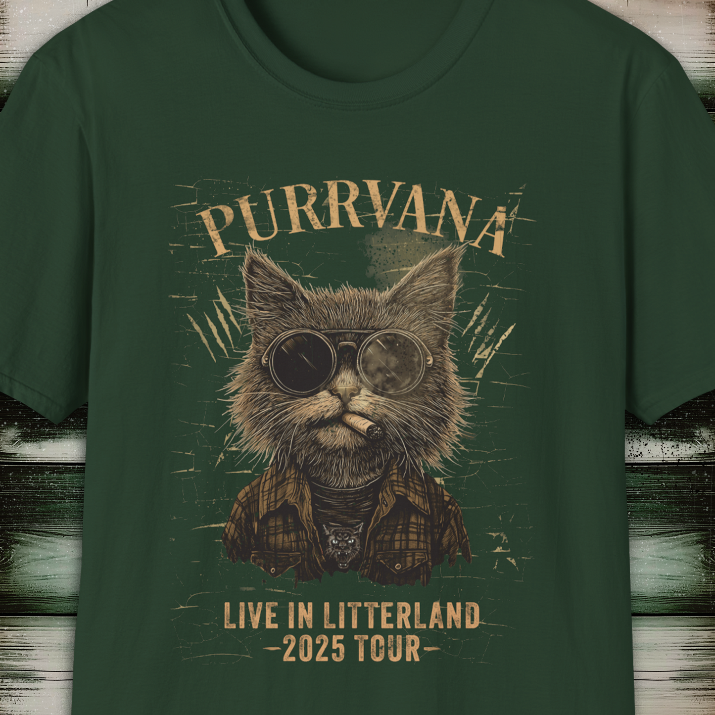 Purrvana Cat T-Shirt 2025 Tour Grunge Catnip Design