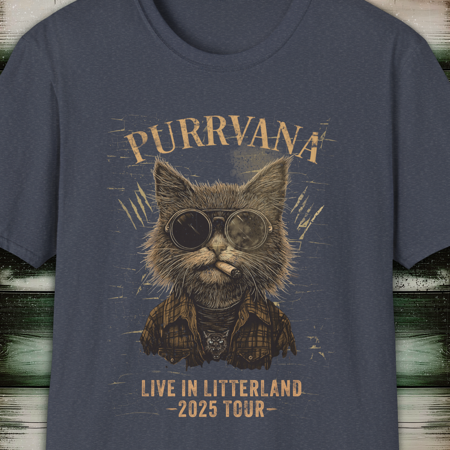 Purrvana Cat T-Shirt 2025 Tour Grunge Catnip Design