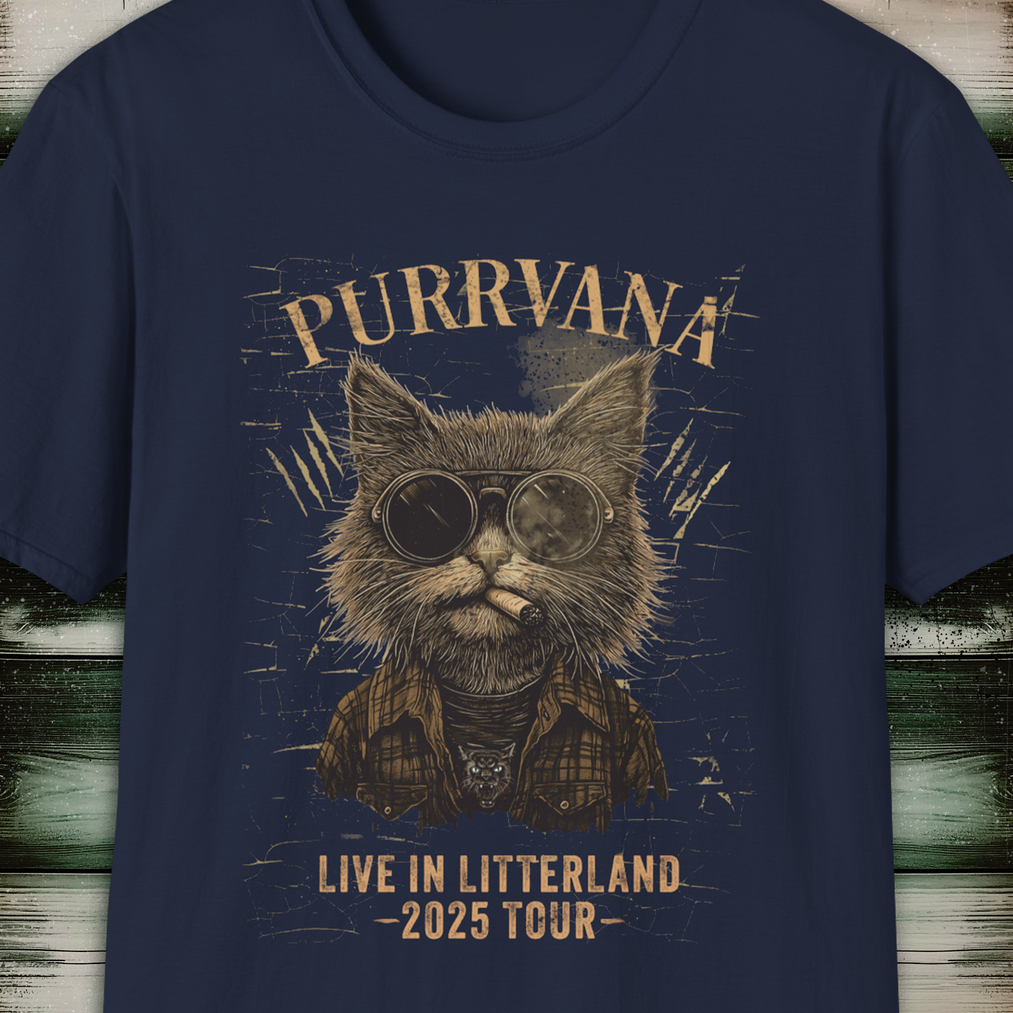 Purrvana Cat T-Shirt 2025 Tour Grunge Catnip Design