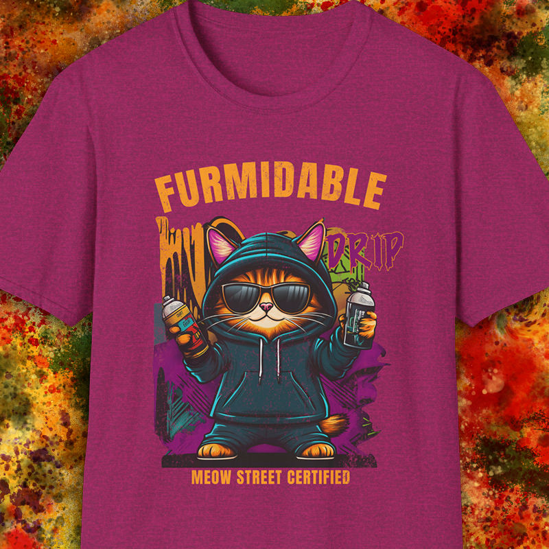 Furmidable Drip Cat Graffiti Style T-Shirt
