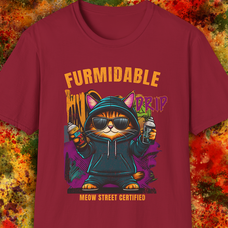 Furmidable Drip Cat Graffiti Style T-Shirt