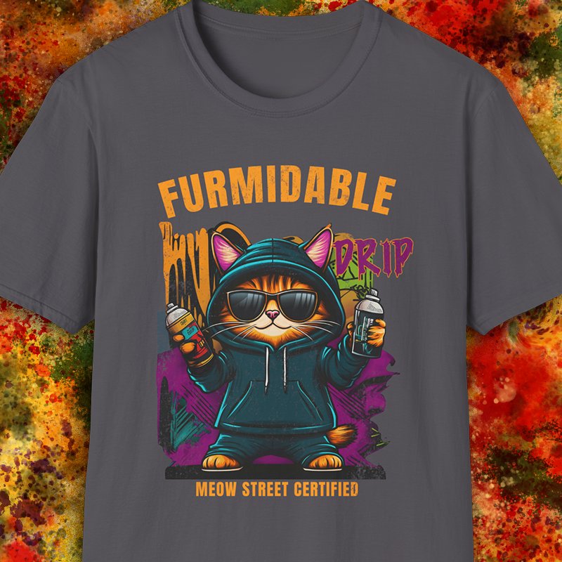 Furmidable Drip Cat Graffiti Style T-Shirt