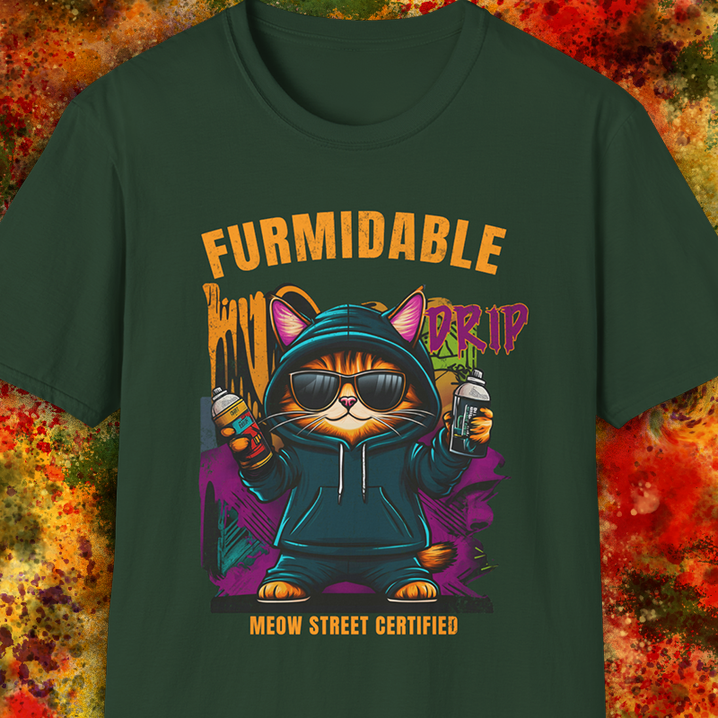 Furmidable Drip Cat Graffiti Style T-Shirt