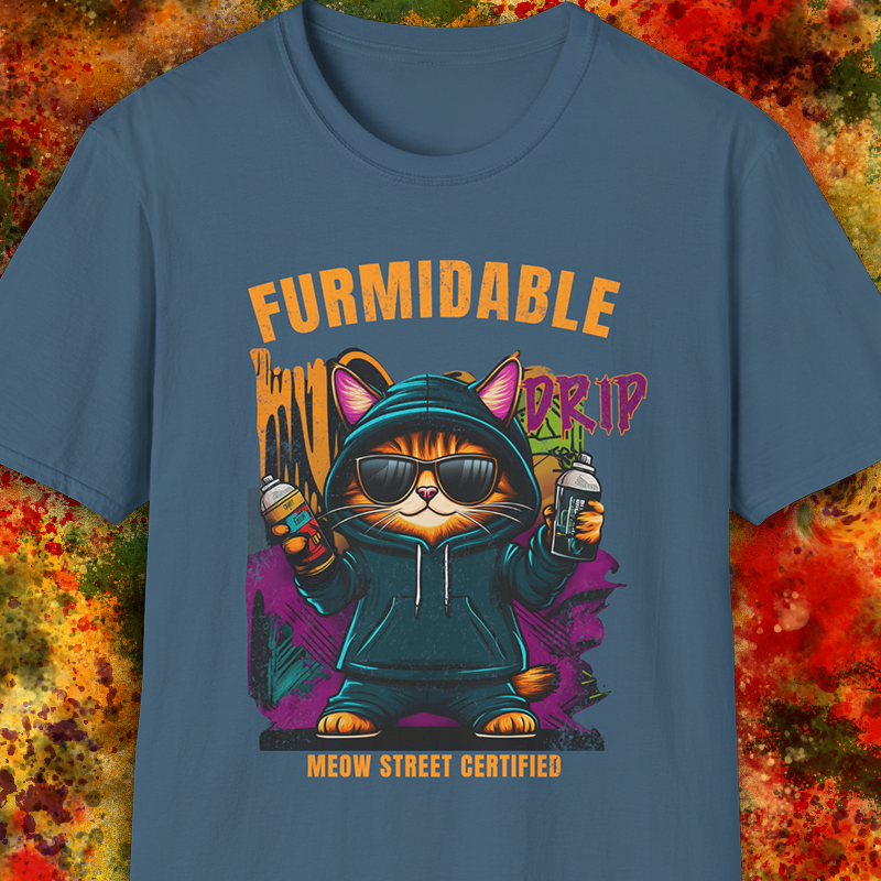 Furmidable Drip Cat Graffiti Style T-Shirt