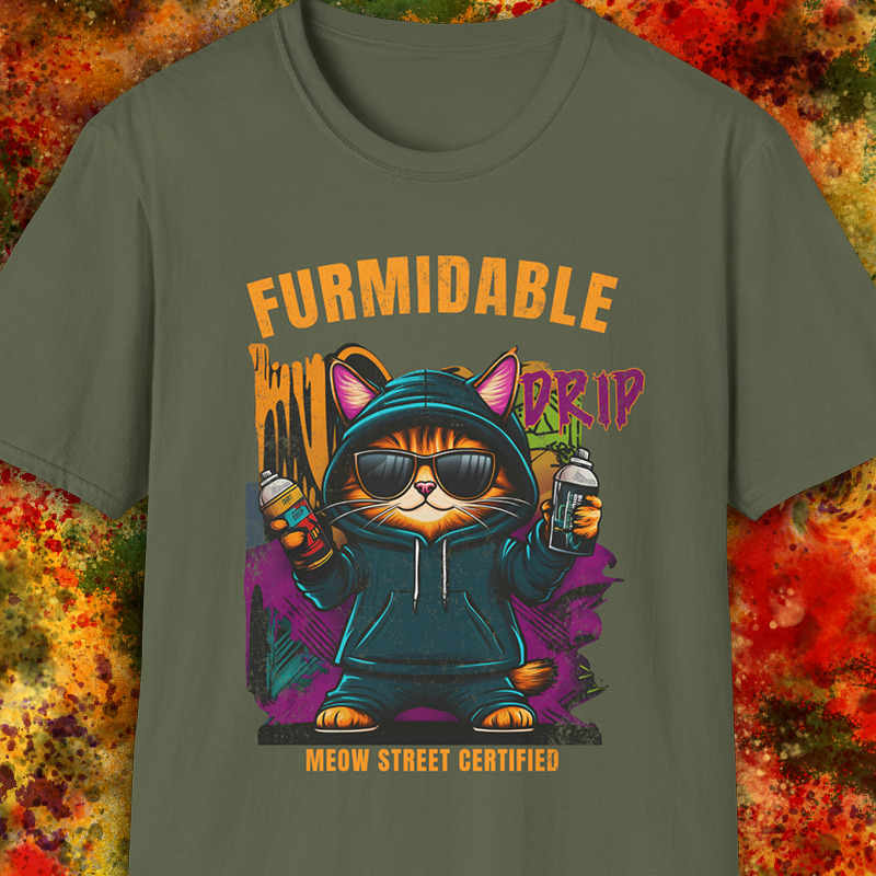 Furmidable Drip Cat Graffiti Style T-Shirt