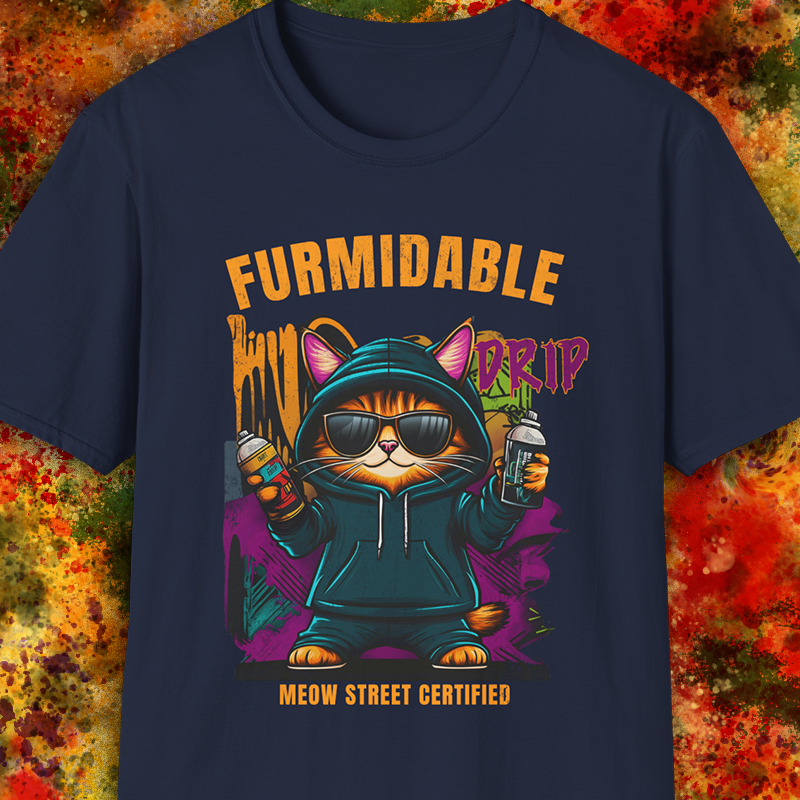 Furmidable Drip Cat Graffiti Style T-Shirt