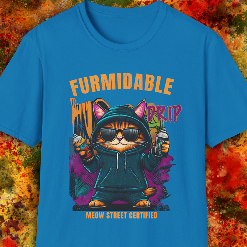 Furmidable Drip Cat Graffiti Style T-Shirt