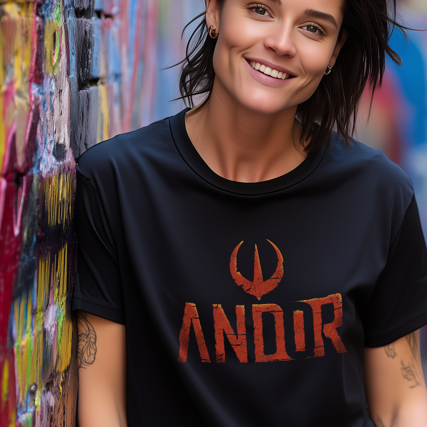 Andor Rebel Emblem T-Shirt – Distressed Red Print
