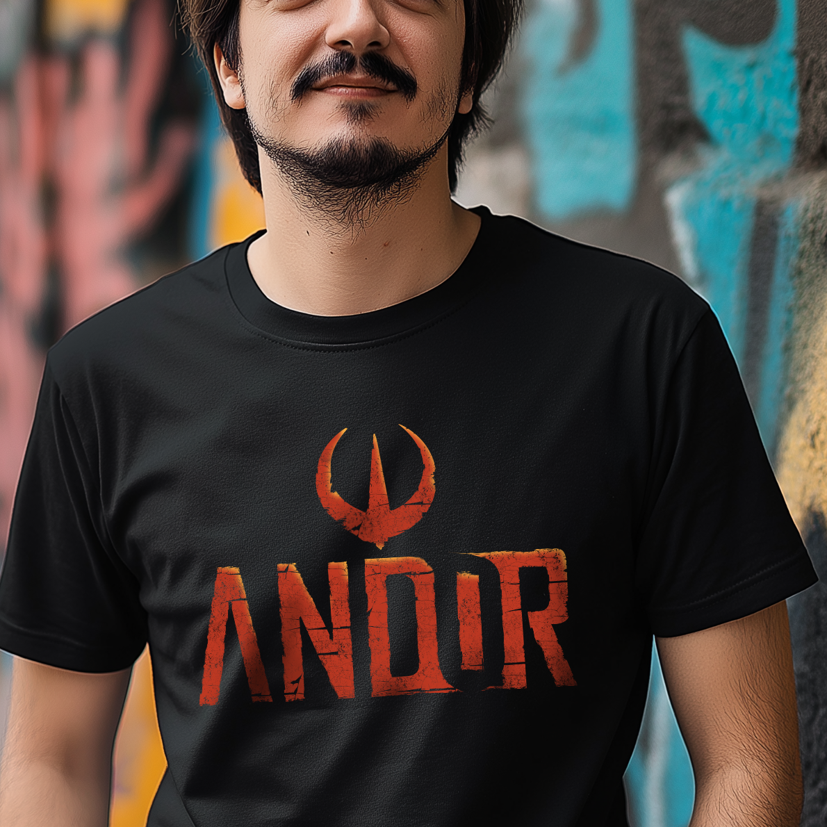 Andor Rebel Emblem T-Shirt – Distressed Red Print