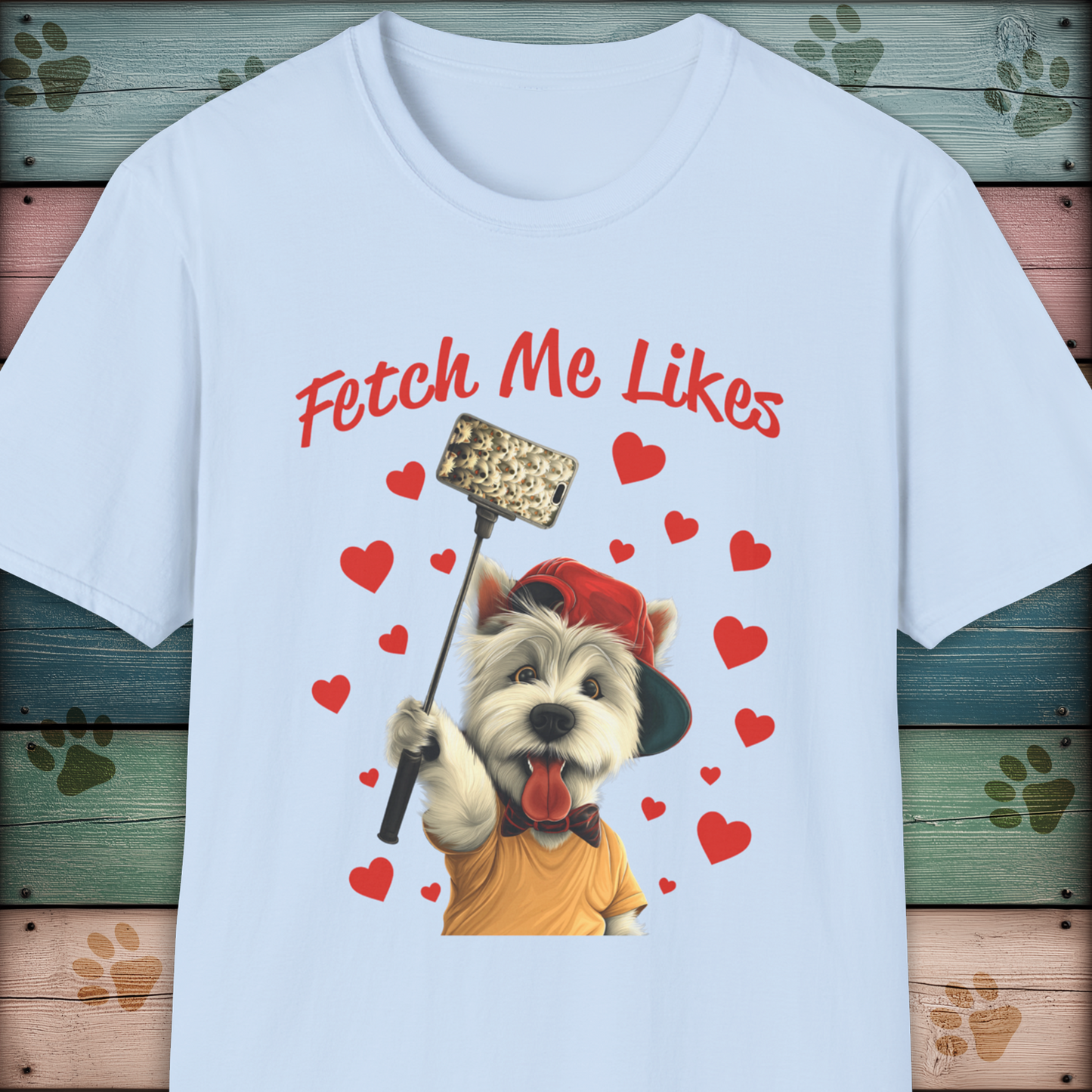 Fetch Me Likes – Funny Dog Selfie T-Shirt KatKouture Dogfluencer Collection