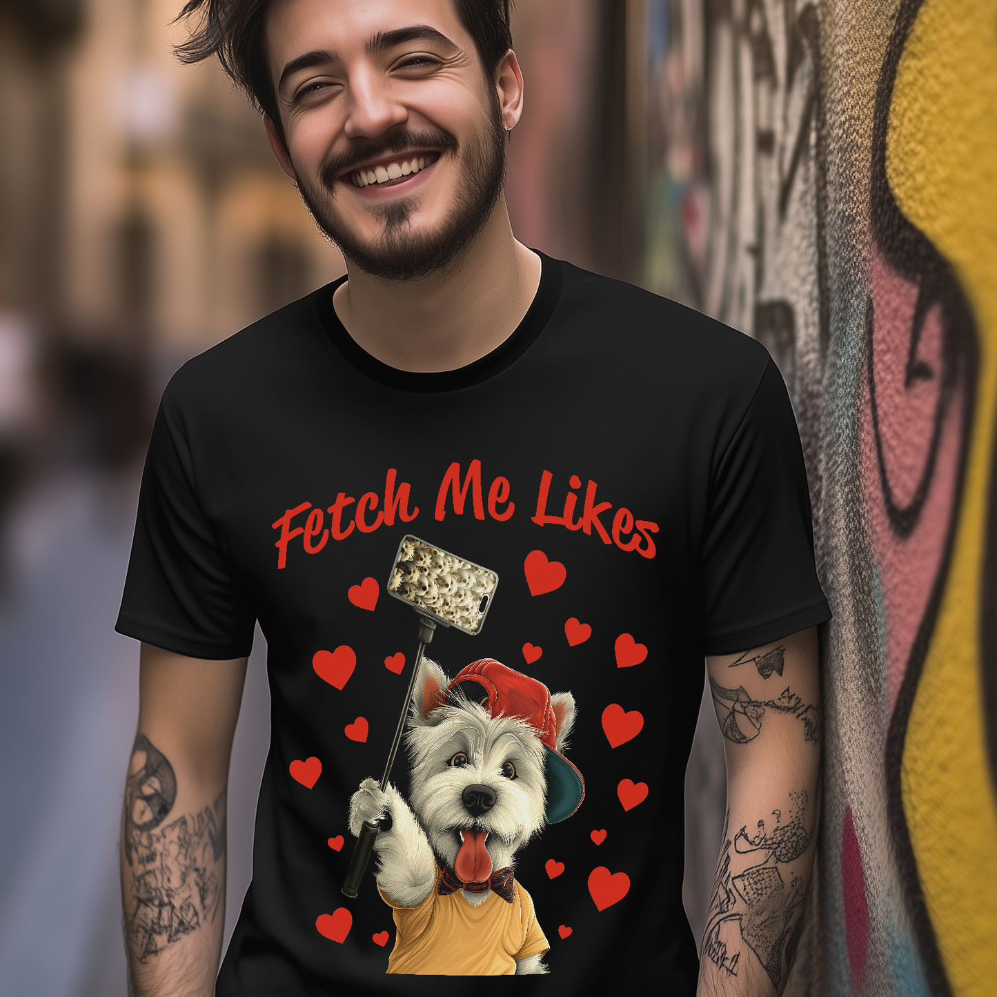 Fetch Me Likes – Funny Dog Selfie T-Shirt KatKouture Dogfluencer Collection