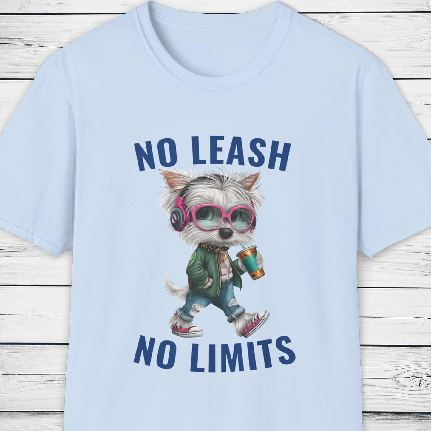 No Leash No Limits Westie Dog T-Shirt Street Style Pet Tee