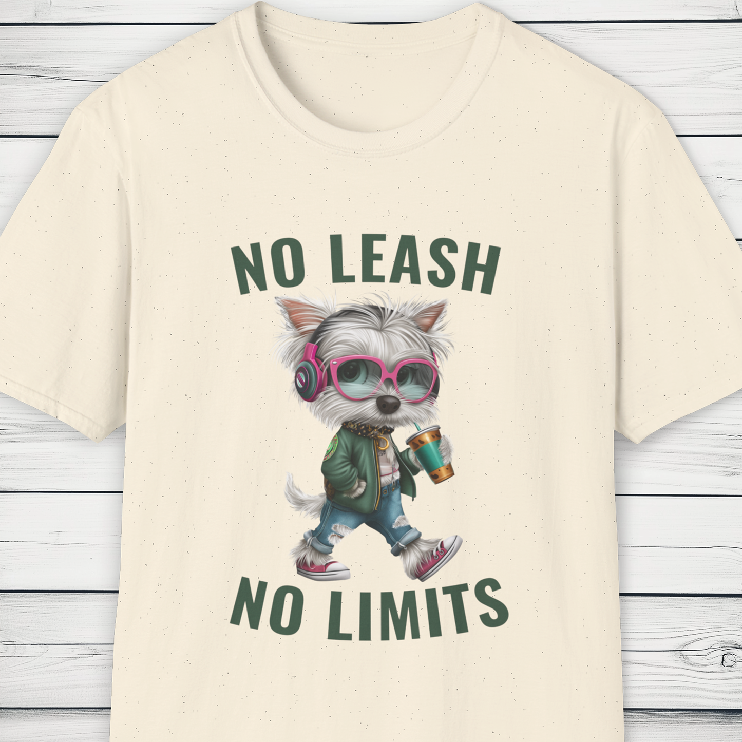 No Leash No Limits Westie Dog T-Shirt Street Style Pet Tee