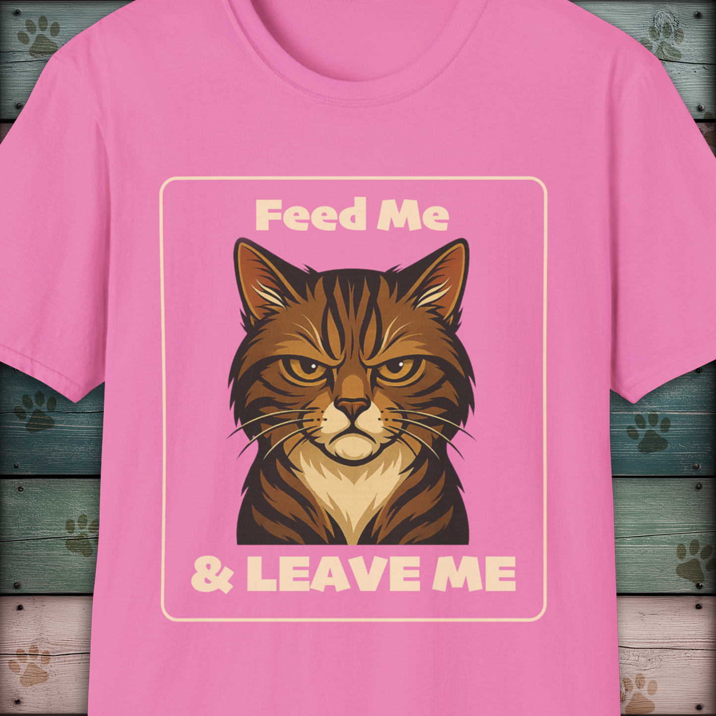 Feed Me & Leave Me Cat T-Shirt – Grumpy Tabby Attitude