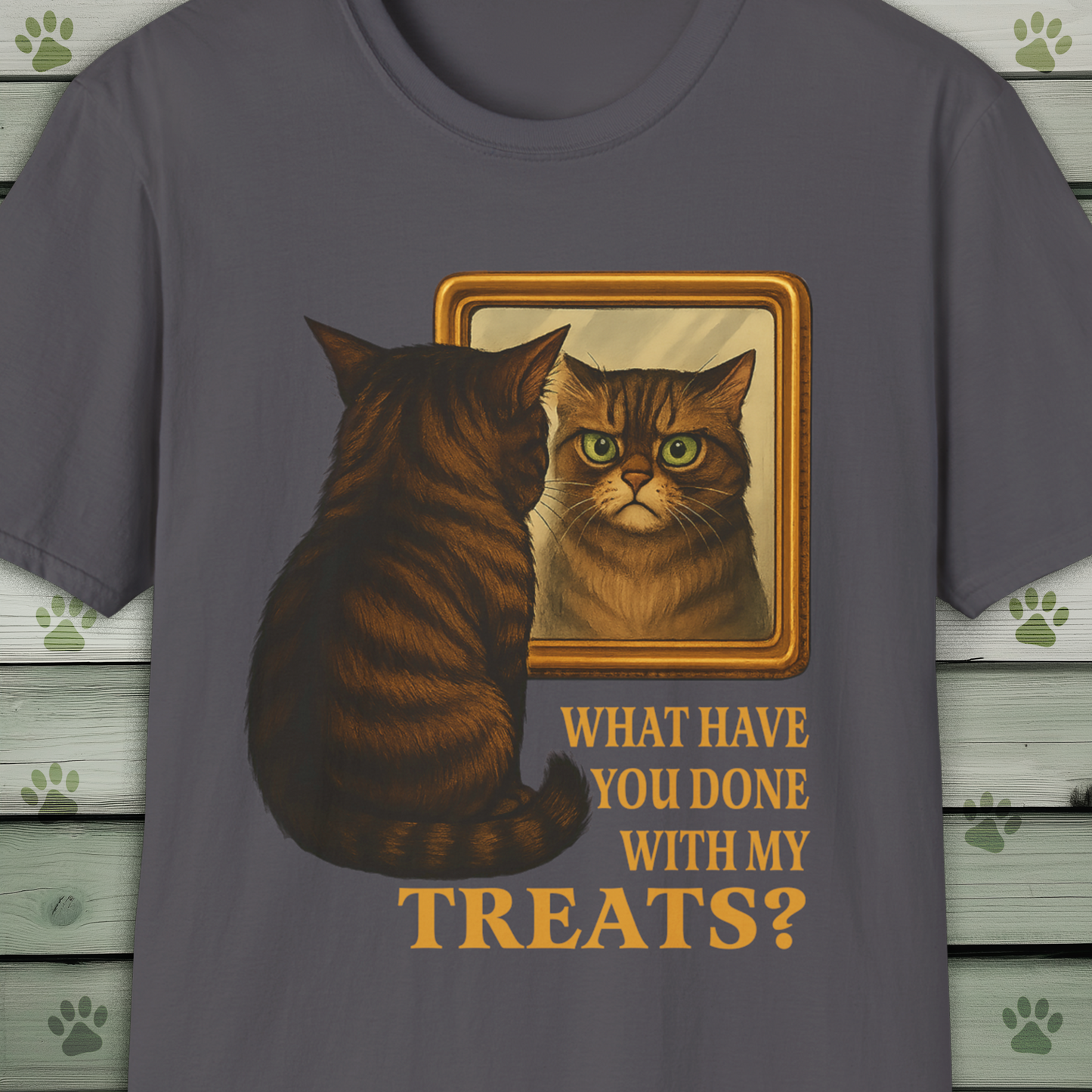 What Have You Done With My Treats? Funny Cat Mirror T-Shirt