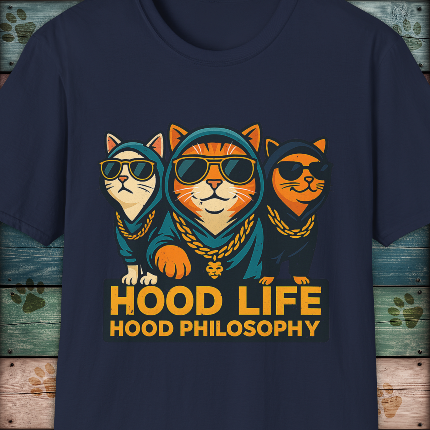 Hood Life Cat T Shirt Funny Cool Cats in Hoodies Streetwear