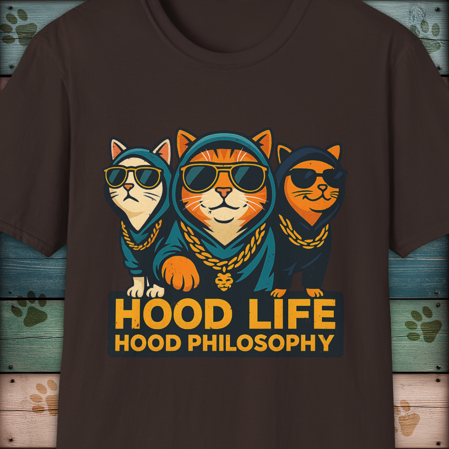 Hood Life Cat T Shirt Funny Cool Cats in Hoodies Streetwear