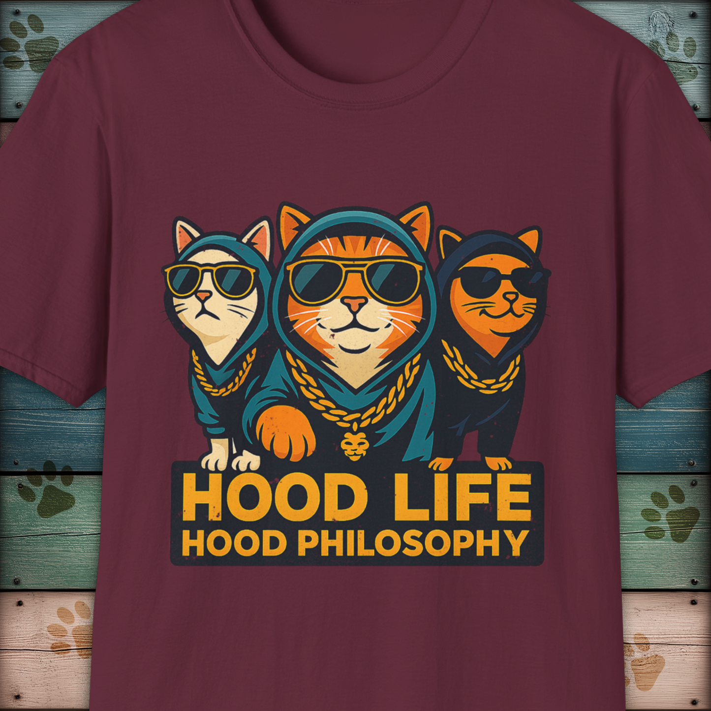 Hood Life Cat T Shirt Funny Cool Cats in Hoodies Streetwear