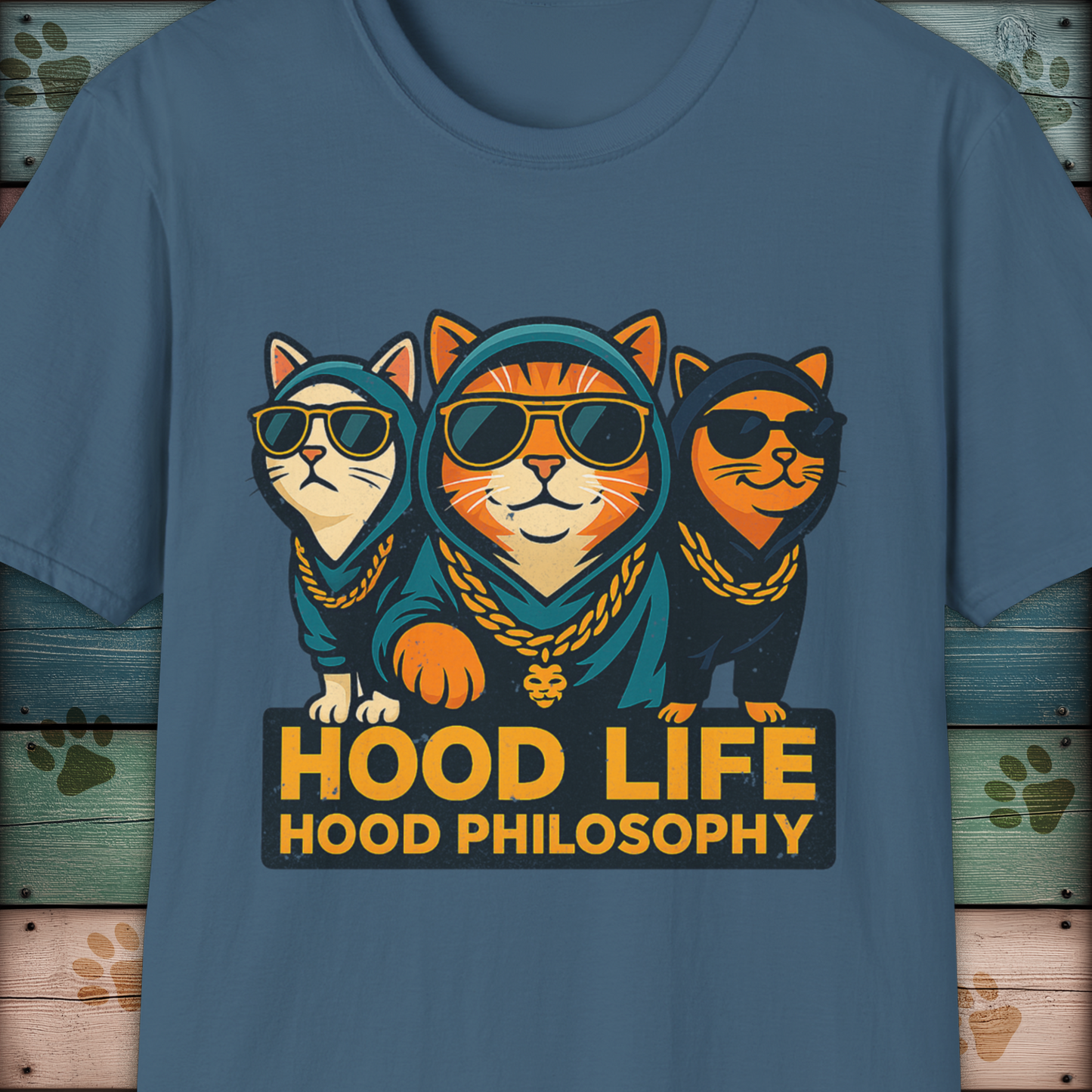 Hood Life Cat T Shirt Funny Cool Cats in Hoodies Streetwear