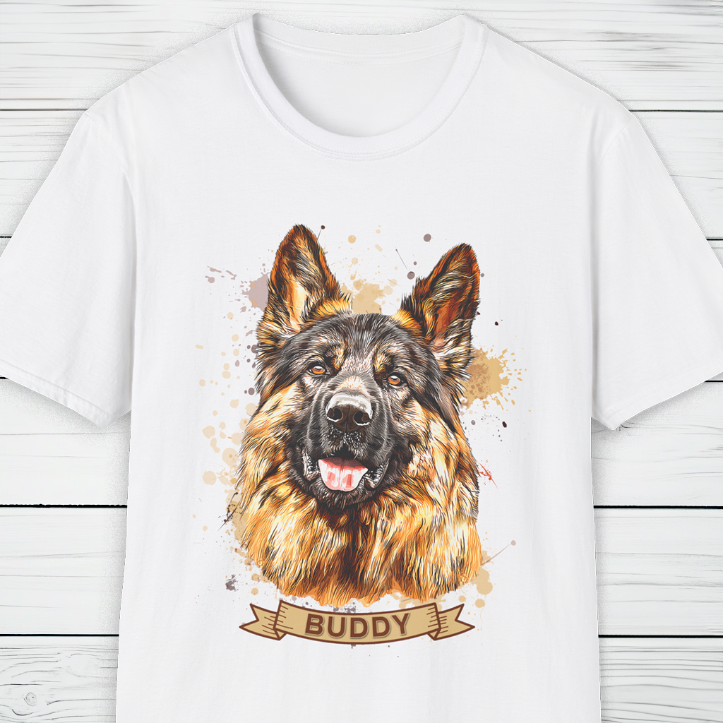 Custom Dog Portrait T-Shirt Personalised Watercolour Illustration
