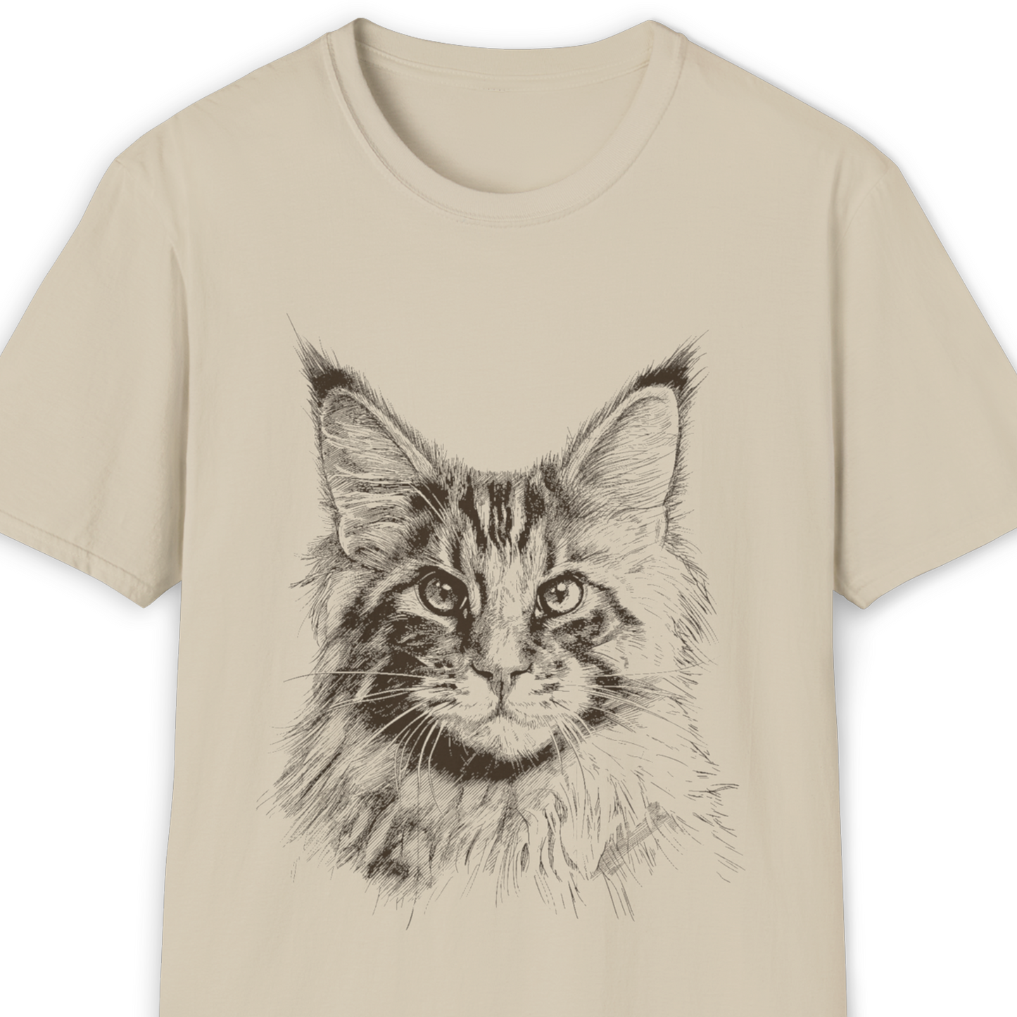 Maine Coon Cat Breed Illustration T-Shirt – Premium Cotton